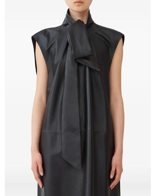 Fabiana Filippi Mouwloze Midi-Jurk Met Gestrikte Hals in het Black