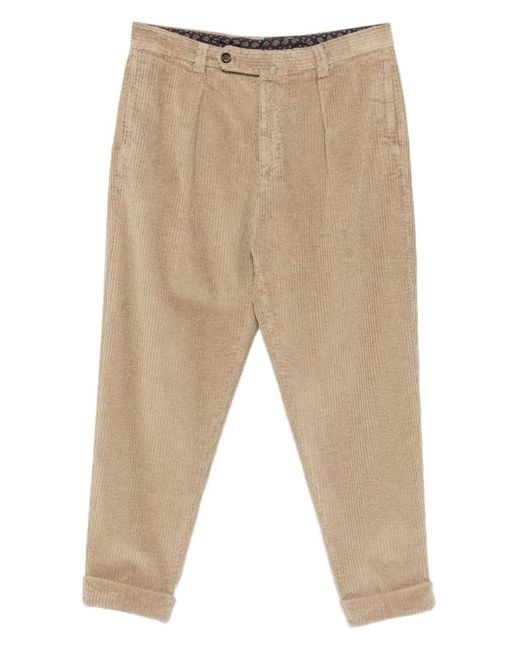 Berwich Natural Chiaia Gd Pleated Corduroy Trousers for men