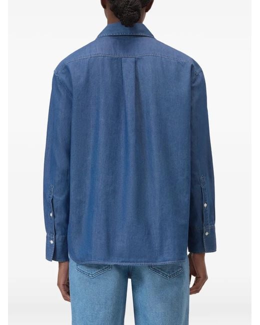 Closed Blue Asymmetric Collared Shirt