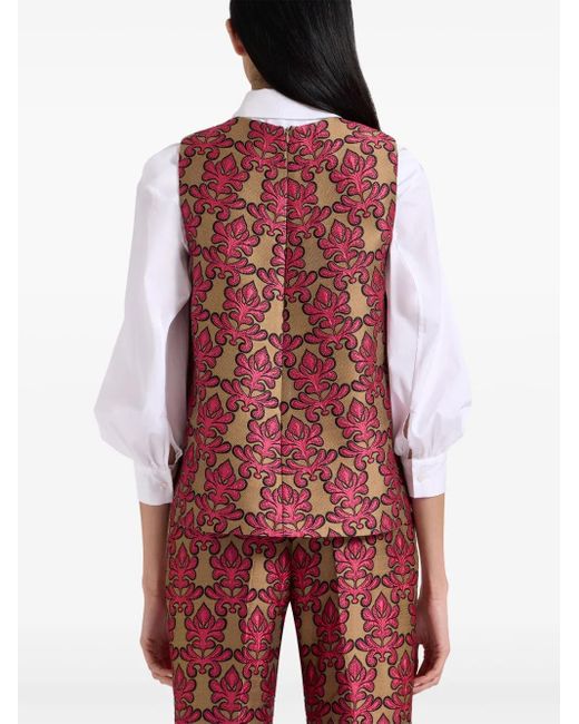 LaDoubleJ Red Jacquard Top