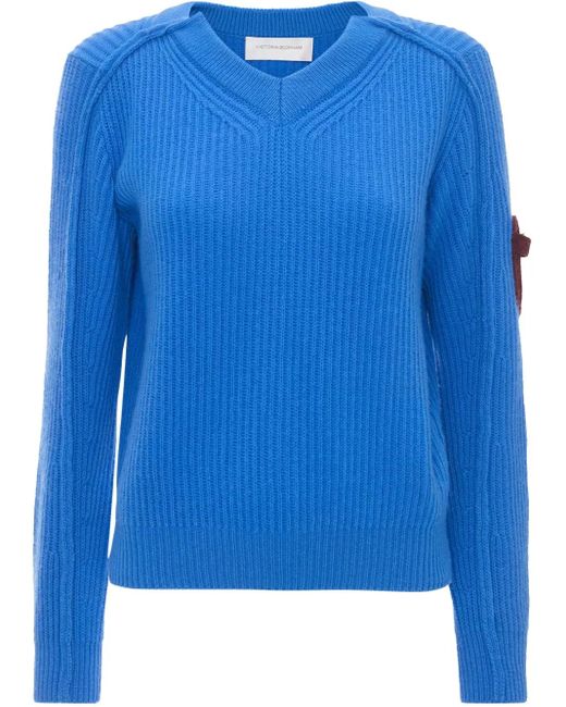 Pull À Col V Victoria Beckham en coloris Blue