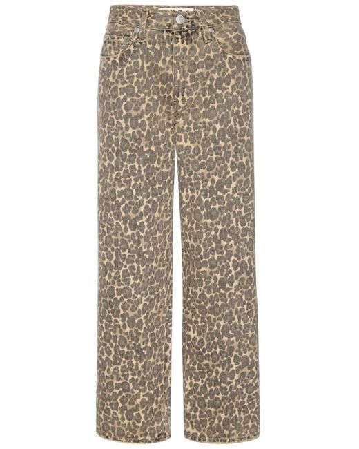AMO Natural Leopard-Print Straight-Leg Jeans
