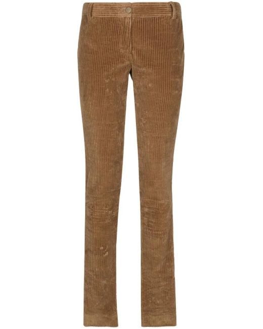 Dolce & Gabbana Brown Logo-Detailed Straight-Leg Wool Pants