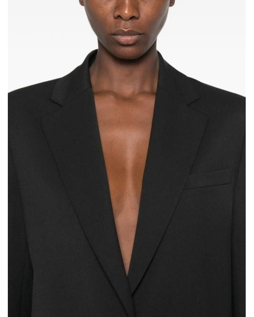 ANDAMANE Black Single-Breasted Notched-Lapels Blazer