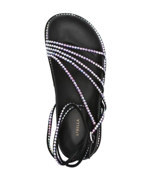 Le Silla White Rhinestone-embellished Sandals