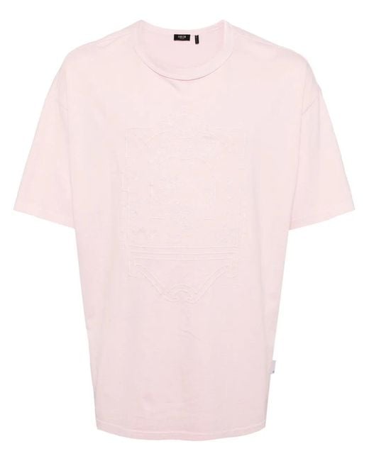 FIVE CM Pink Embroidered Cotton T-Shirt for men