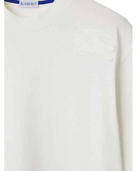Burberry White Equestrian Knight Cotton T-Shirt for men