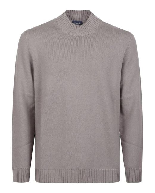Drumohr Gray Ribbed Mock-Neck Sweater for men