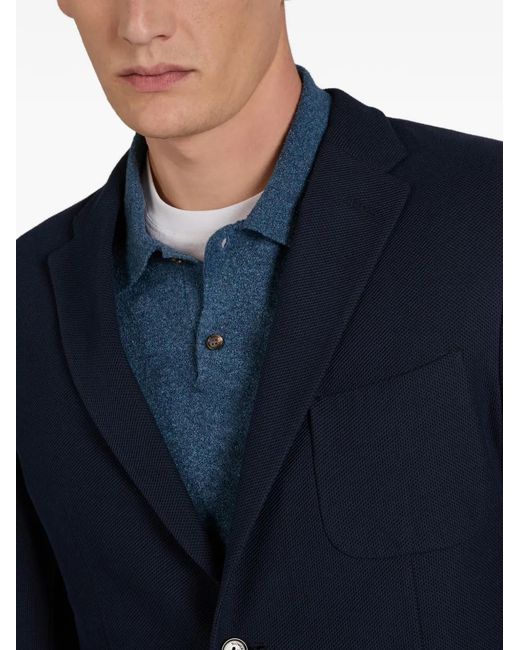 Incotex Blue Rib-Knit Blazer for men