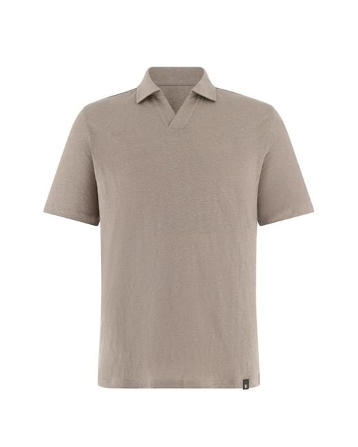 Boggi Gray Stretch Linen Jersey Polo Shirt for men
