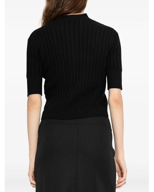 IRO Black Button Ribbed Sweater