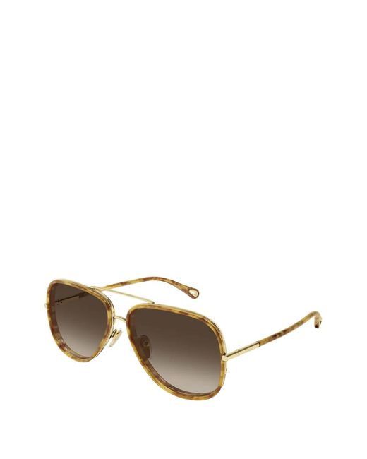 Chloé Metallic Pilot-Frame Sunglasses