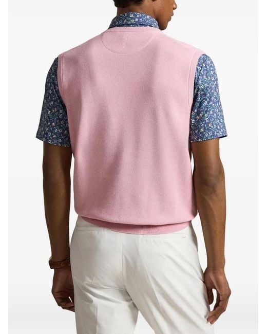 Ralph Lauren Pink Débardeur À Col V Et Broderie Polo for men