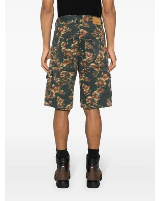 Isabel Marant Green Jemuel Abstract-Print Cargo Shorts for men