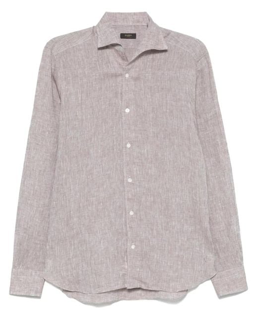 Barba Napoli Gray Linen Shirt for men