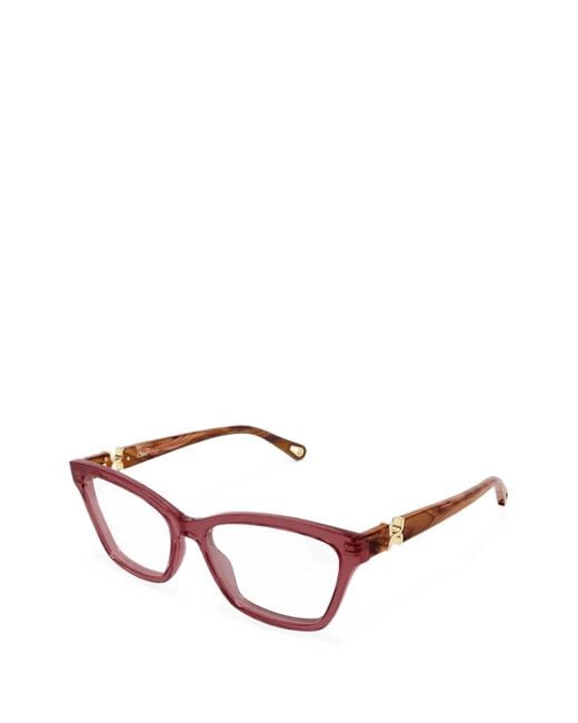 Chloé Red Geometric-Frame Glasses