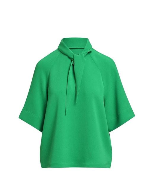 Essentiel Antwerp Green Tie-Neck Raglan-Sleeve Top