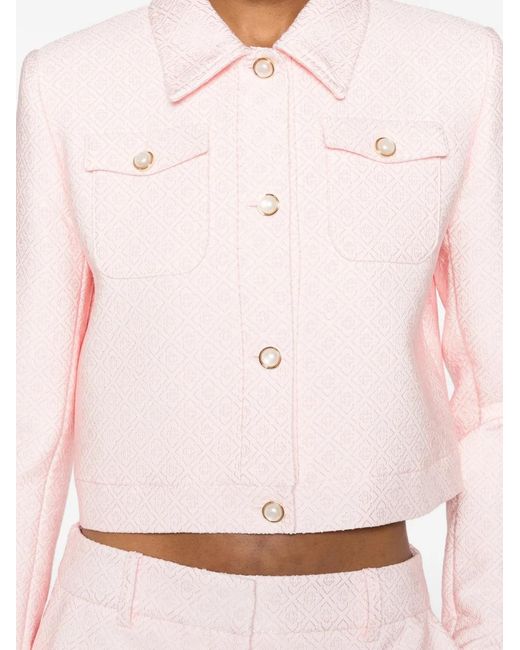 Casablanca Pink Button-Up Cropped Jacket