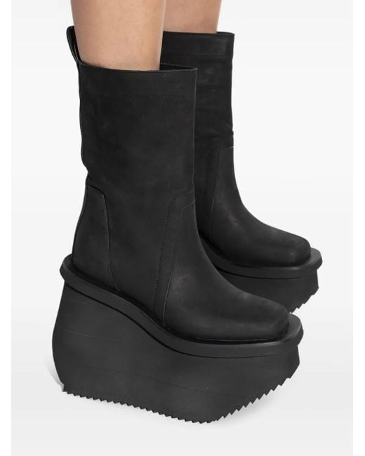 Rick Owens Black Platform Ankle Boots for men