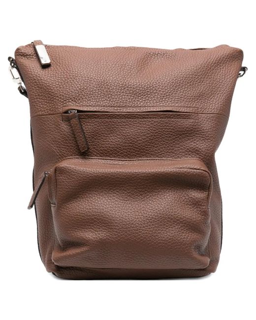 Hags Brown Zip-Fastening Leather Backpack