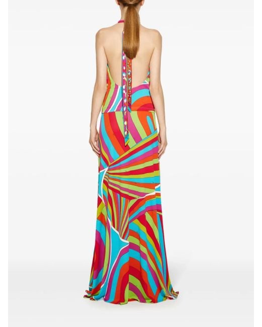 Emilio Pucci White Iride-Print Halterneck Top