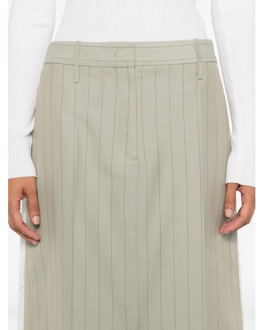 Jil Sander Natural Pinstripe Frayed Skirt