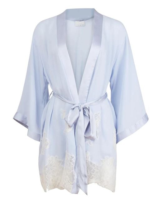 Fleur du Mal Blue Lace-Trimmed Robe