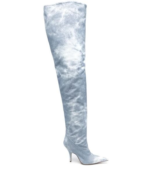 Gia Borghini Blue Gia 33 100Mm Pointed-Toe Boots