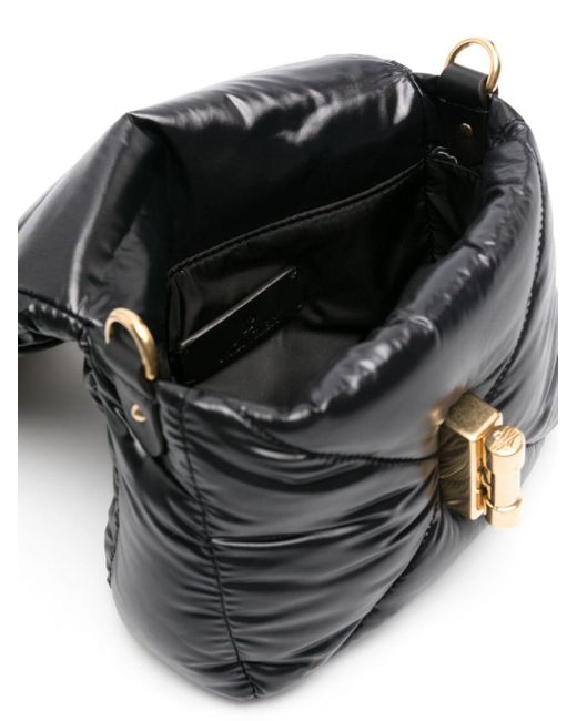 Moncler Black Mini Puf Leather Crossbody Bag