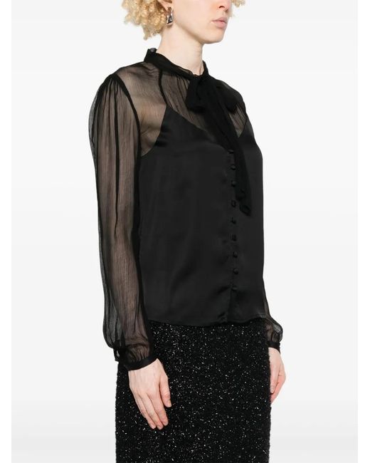 Twinset Black Satin Tie-Neck Blouse