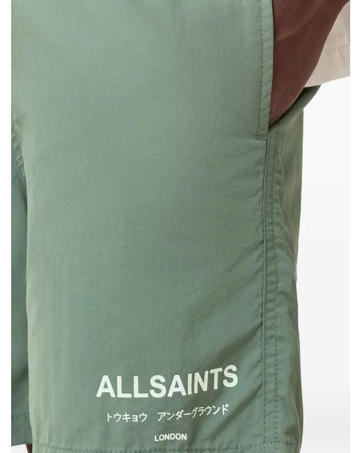 AllSaints Green Underground Swim-Shorts for men