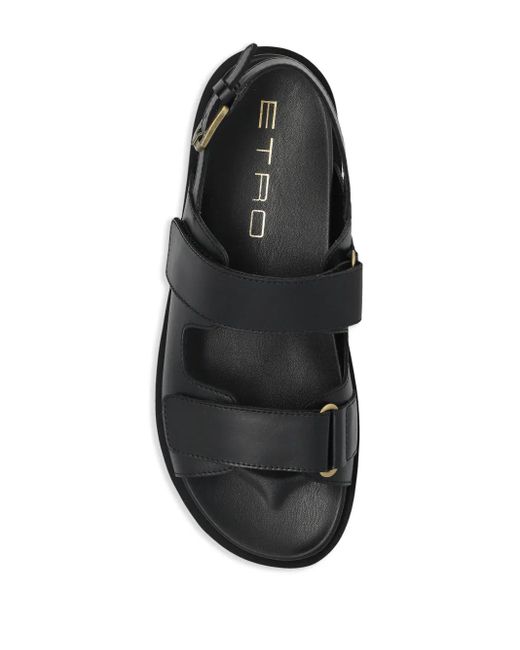 Etro Black Leather Sandals for men