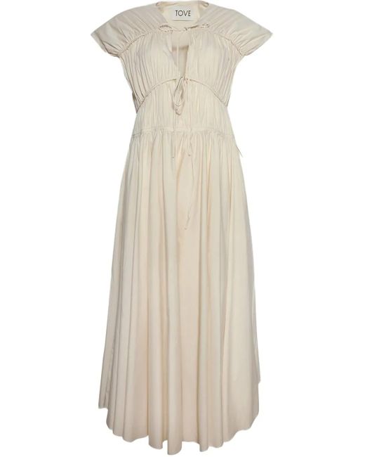 TOVE Natural Ruched-Detailed Midi Dress
