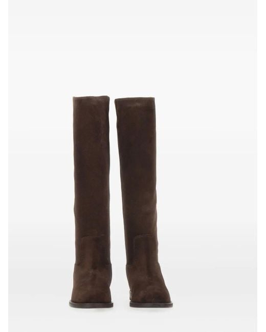 80mm V-shaped detail suede boots Via Roma 15 de color Brown