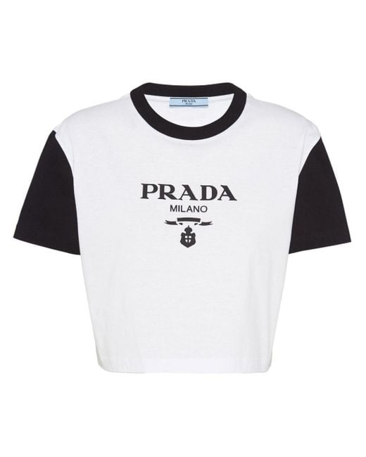 Prada T-shirt Met Logoprint in het White