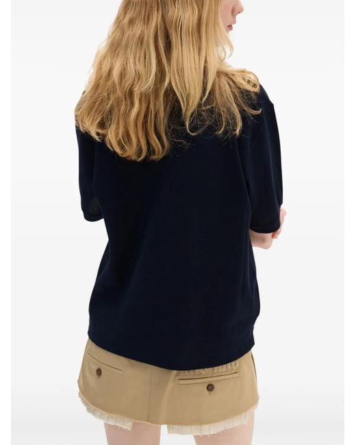 Miu Miu Blue Cotton Piqué Polo Shirt