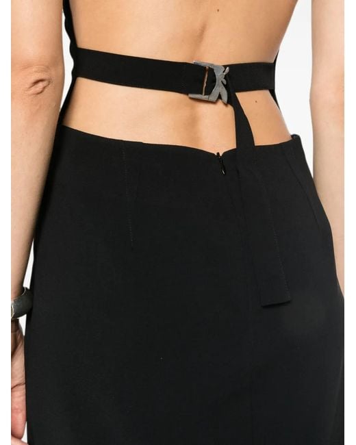 Patrizia Pepe Black Tuxedo-Lapel Halterneck Dress