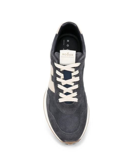 Hogan White Logo-Patch Panelled Sneakers for men