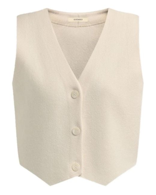 12 STOREEZ Natural V-Neck Knitted Vest