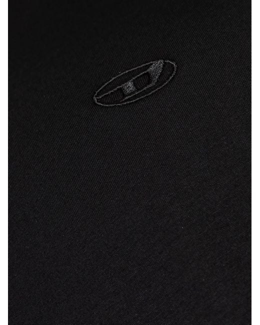 DIESEL Black Logo-Embroidered Back-Print T-Shirt for men