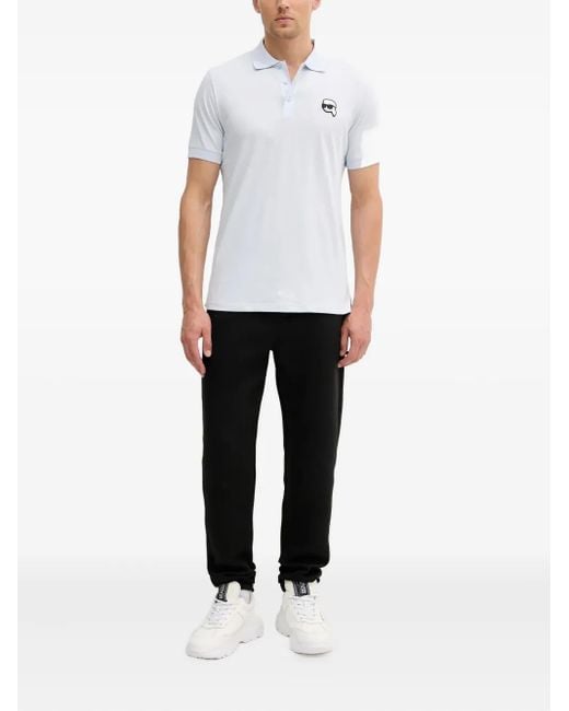 Karl Lagerfeld Black Logo-Embroidered Track Pants for men