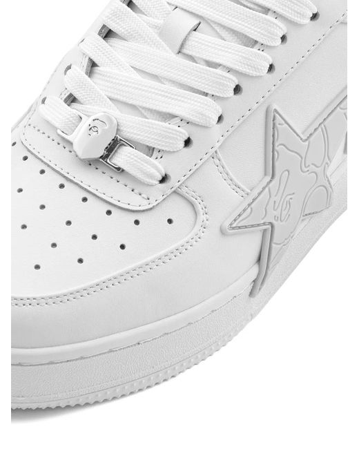 A Bathing Ape White Star-Embossed Sneakers for men