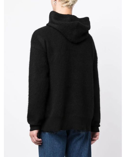 BLUE SKY INN Black Logo-Jacquard Knitted Hoodie for men
