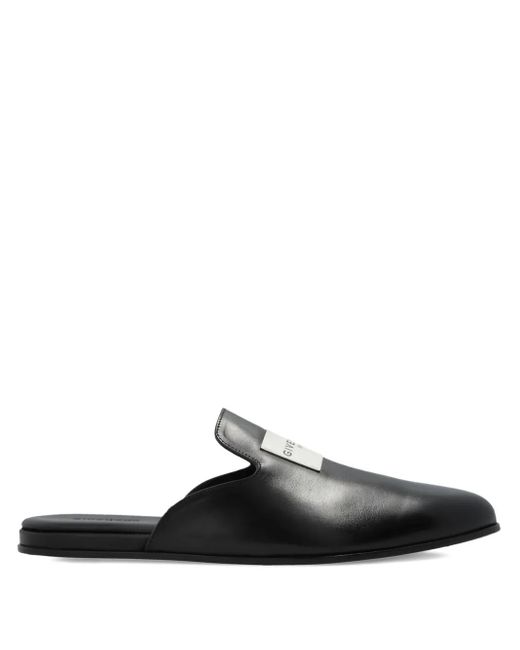 Givenchy Black Logo-Patch Leather Mules for men