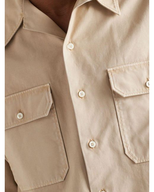 Prada Natural Appliqué-logo Cotton Shirt for men