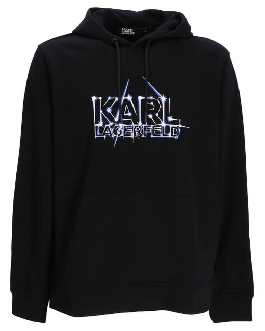 Karl Lagerfeld Black Logo-print Hoodie for men
