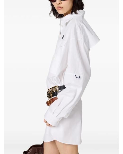 Miu Miu White Logo-Embroidered Shirt Dress