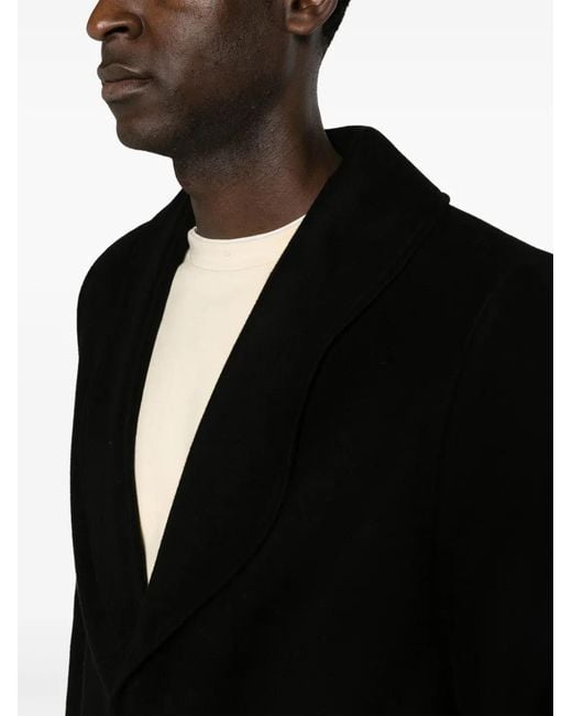 Séfr Black Curved-Lapels Single-Breasted Blazer for men