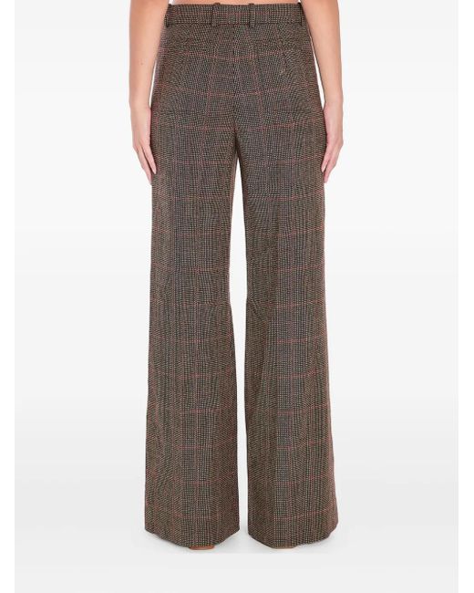 Chloé Brown Tailored Checked Wool Trousers