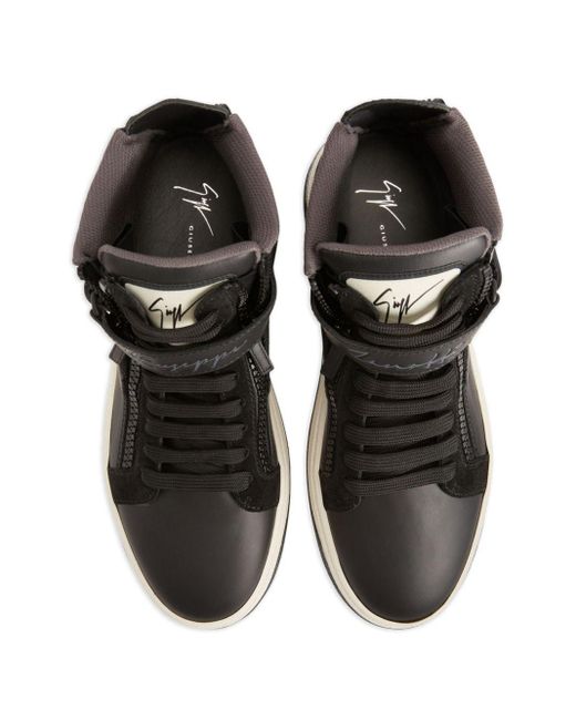 Giuseppe Zanotti Black Gz94 Panelled Leather Sneakers for men